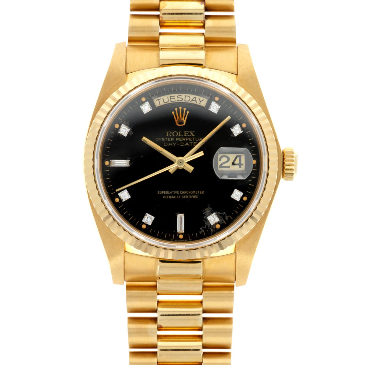 RLX Yellow Gold Day-Date  with Black Diamond Dial