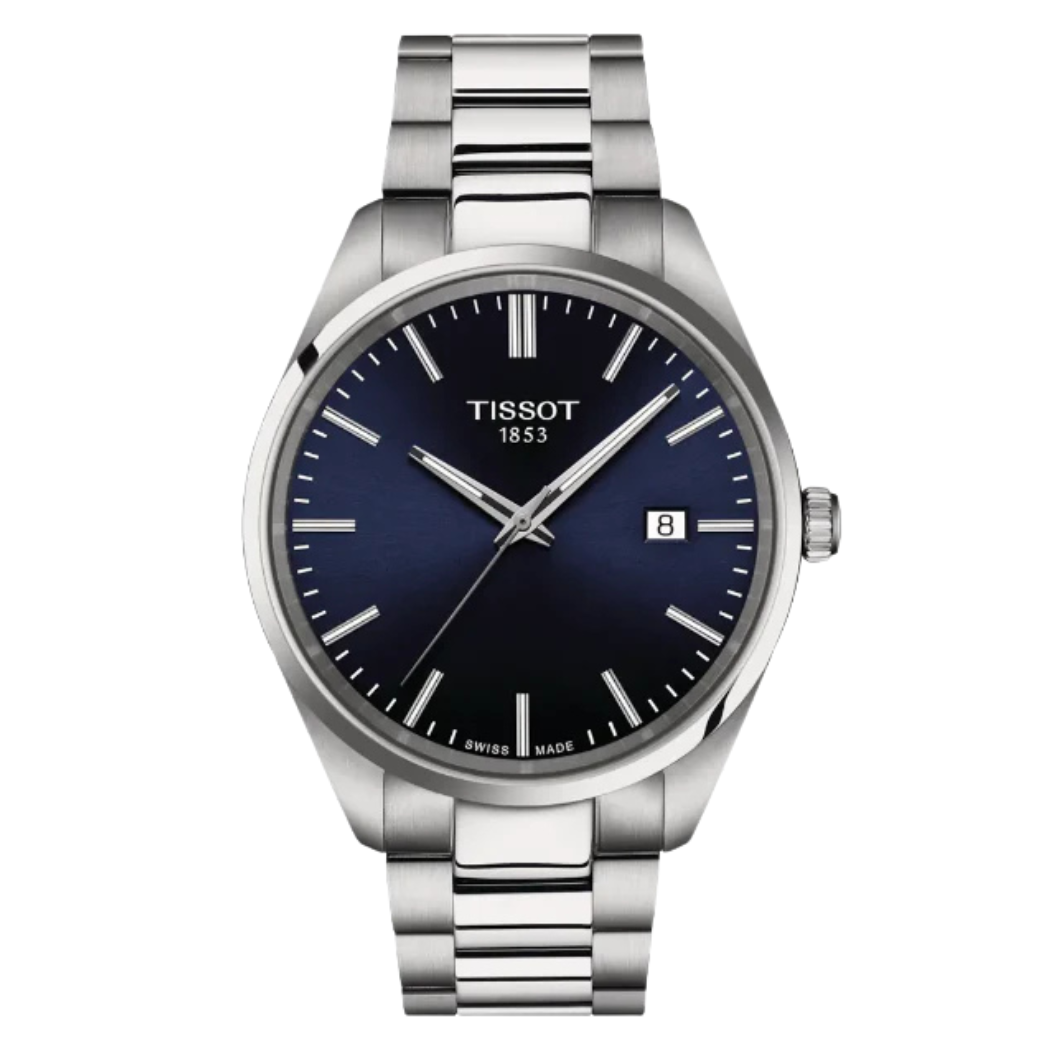 Tissot T-Classic Silver Stainless Steel Blue Dial Quartz Watch for Gents - T150.410.11.041.00