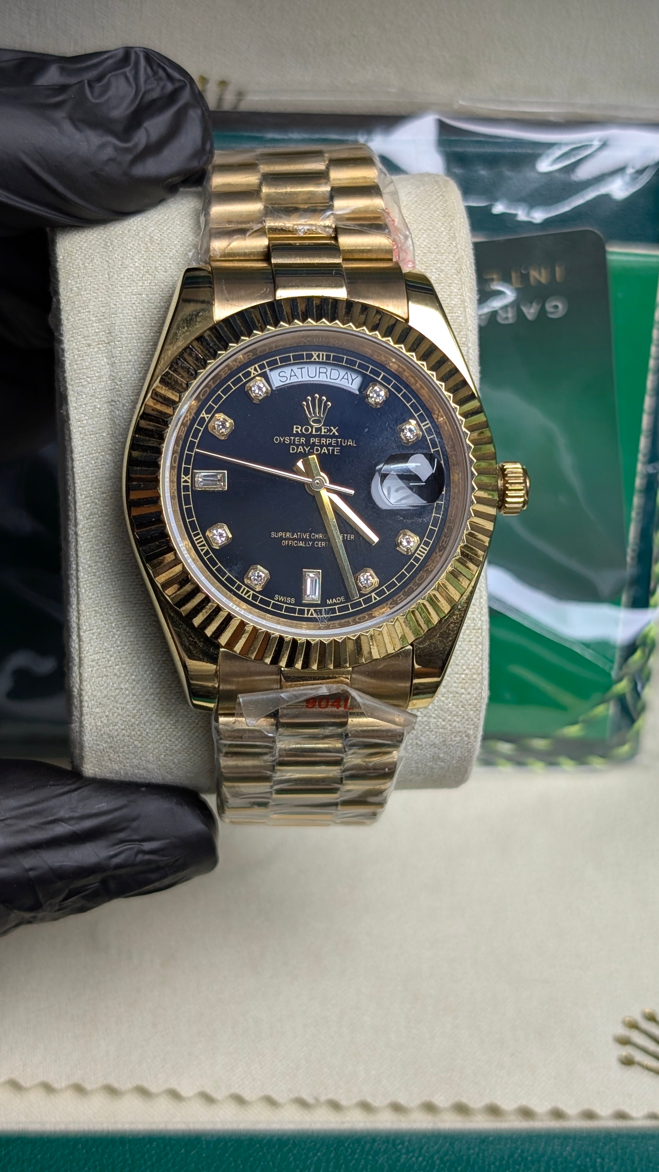 RLX Yellow Gold Day-Date  with Black Diamond Dial