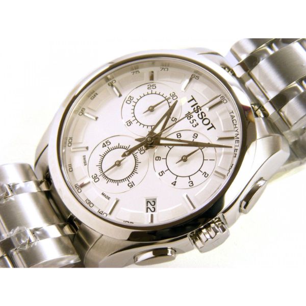 Tissot Couturier Silver Stainless Steel Silver Dial Chronograph Quartz Watch for Men's - T-0356171103100