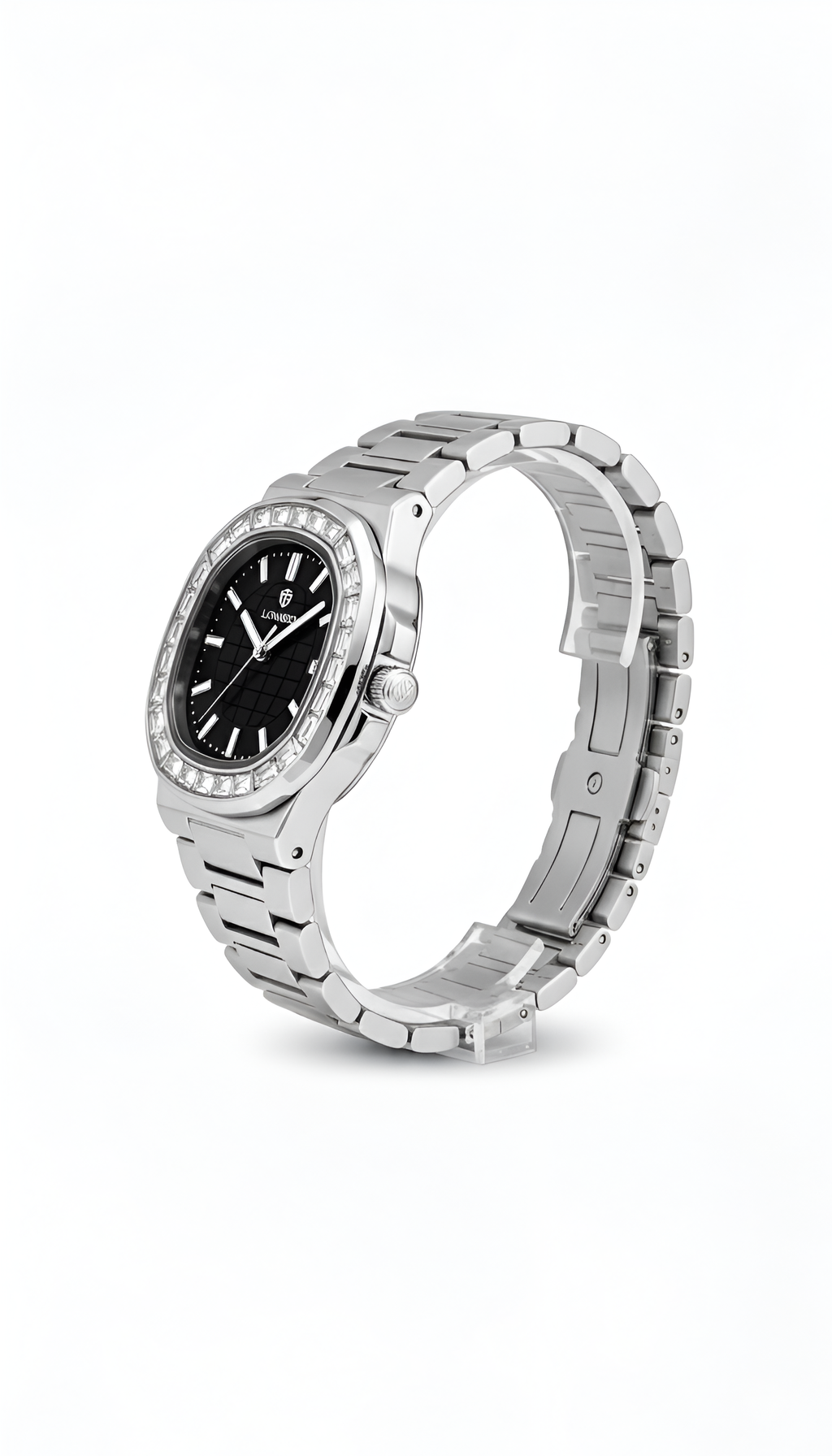 New Longbo Crsytal Dial Watch Pure Silver