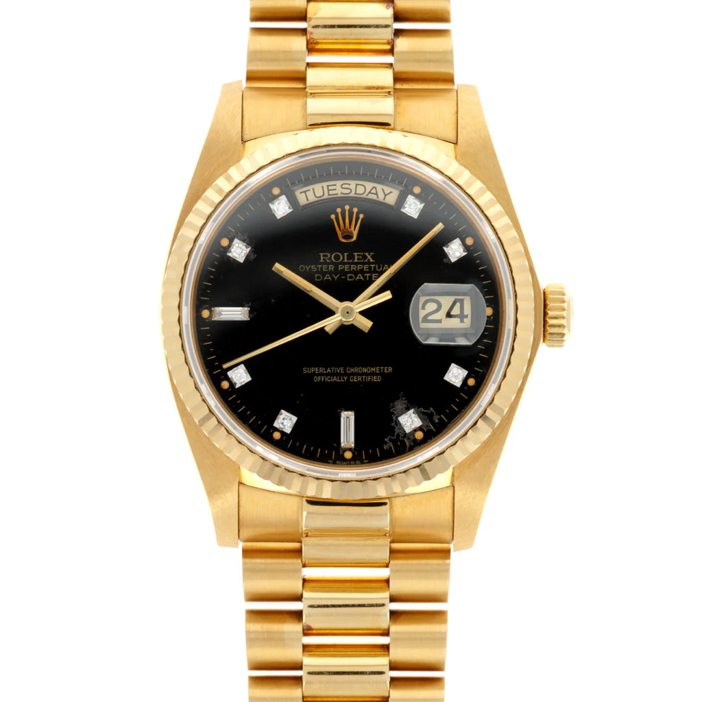 RLX Yellow Gold Day-Date  with Black Diamond Dial