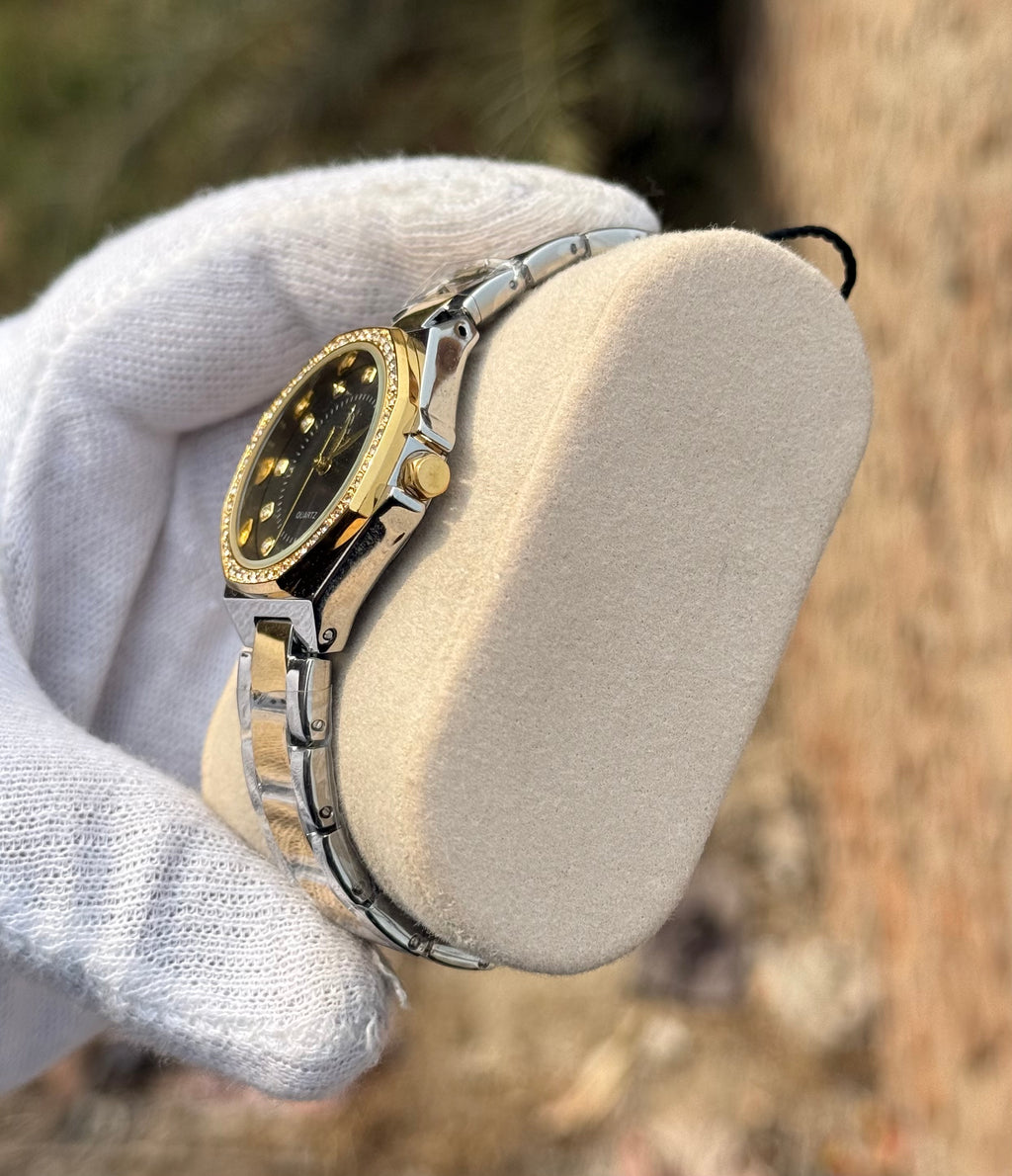 DL Luxury Edition - Black & Gold Dual-Tone Diamond Watch