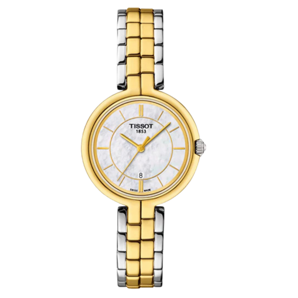 Tissot Flamingo Two-tone Stainless Steel Mother of pearl Dial Quartz Watch for Ladies - T-0942102211101