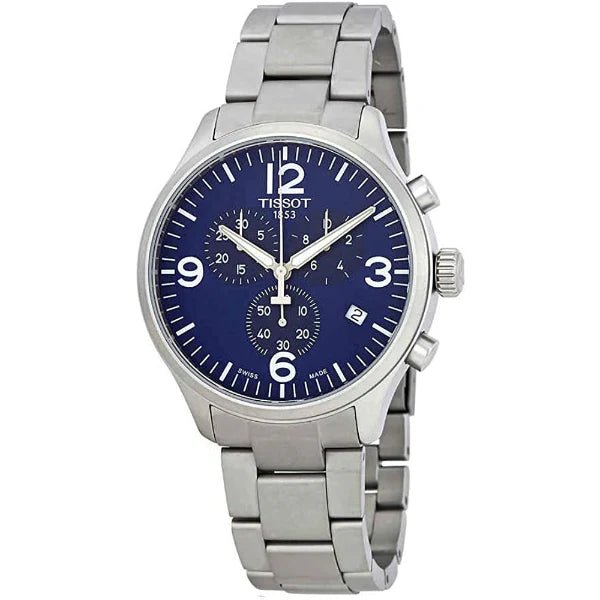 Tissot T-Sport Silver Stainless Steel Blue Dial Chronograph Quartz Watch for Men's - T116.617.11.047.00