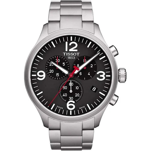 Tissot T-Sport Silver Stainless Steel Black Dial Chronograph Quartz Watch for Men's - T116.617.11.057.00