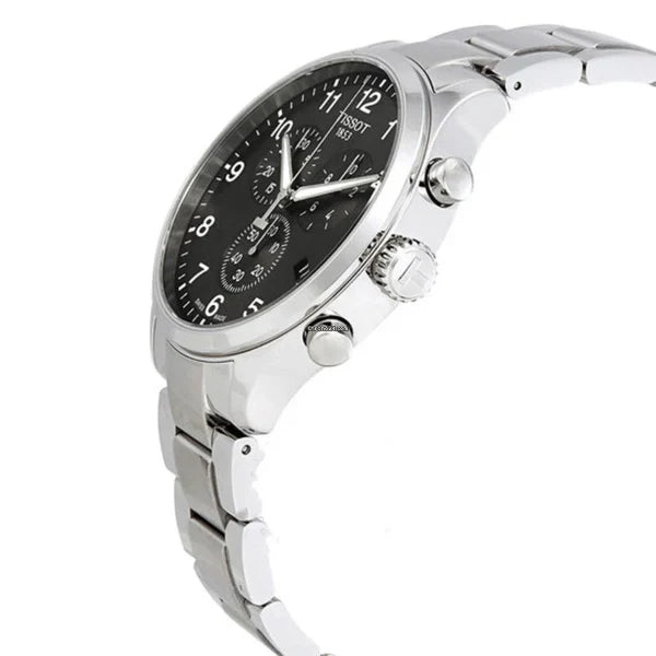 Tissot T-Sport Silver Stainless Steel Black Dial Chronograph Quartz Watch for Men's - T116.617.11.057.00