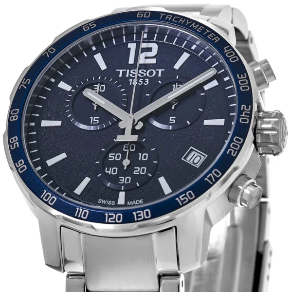Tissot T-Sport Silver Stainless Steel Blue Dial Chronograph Quartz Watch for Men's - T095.417.11.047.00