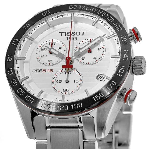 Tissot T-Sport Silver Stainless Steel Silver Dial Chronograph Quartz Watch for Men's - T100.417.11.03.100