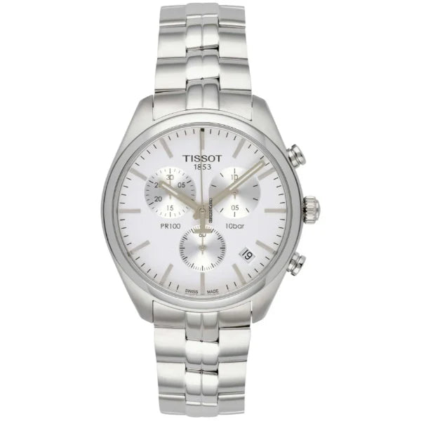 Tissot PR 100 Silver Stainless Steel Silver Dial Chronograph Quartz Watch for Men's - T101.417.11.031.00