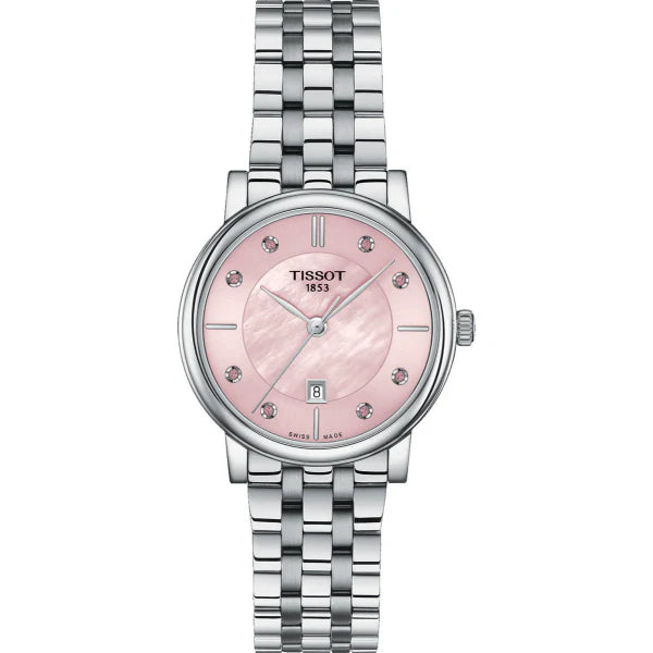 Tissot Carson Premium Lady Silver Stainless Steel Pink Dial Quartz Watch for Ladies - T122.210.11.159.00
