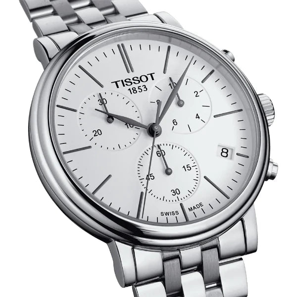 Tissot Carson Premium Silver Stainless Steel White Dial Chronograph Quartz Watch for Men's - T.122.417.11.033.00