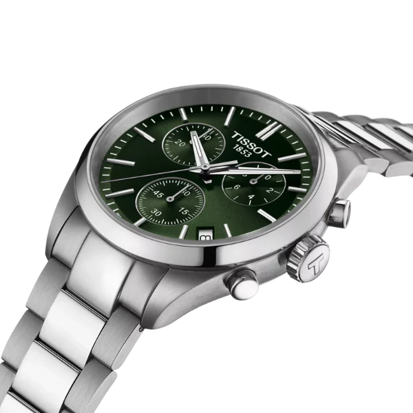 Tissot PR 100 Silver Stainless Steel Green Dial Chronograph Quartz Watch for Gents - T150.417.11.091.00