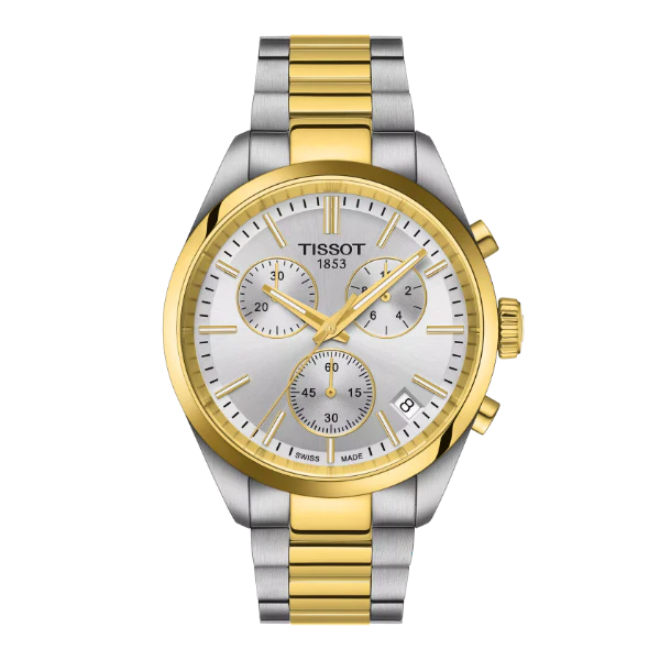 Tissot PR 100 Two-tone Stainless Steel Silver Dial Chronograph Quartz Watch for Gents - T150.417.22.031.00