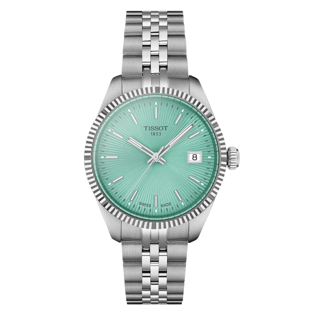 Tissot T-Classic Grey Stainless Steel Light Green Dial Quartz Watch for Ladies - T156.210.11.091.00