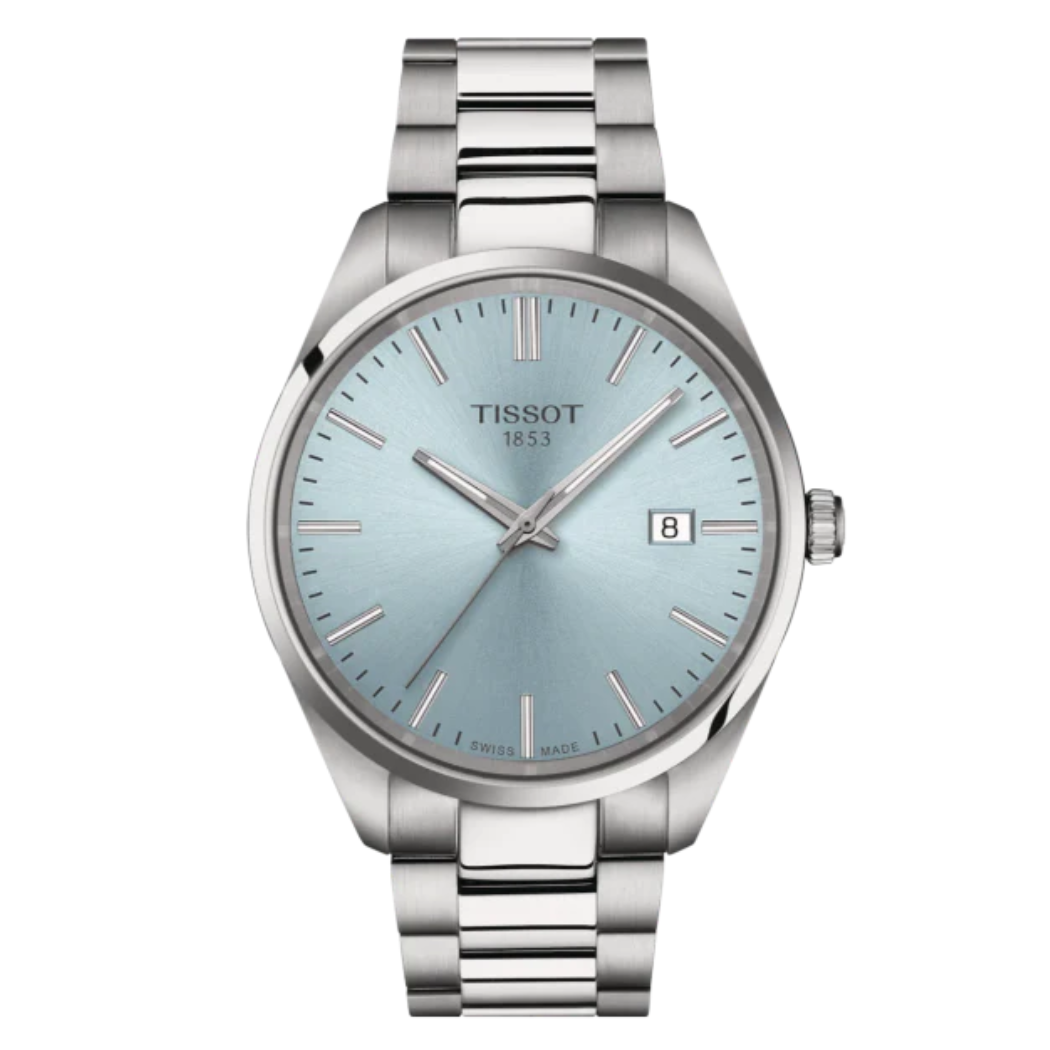 Tissot T-Classic Silver Stainless Steel Tiffany Blue Dial Quartz Watch for Gents - T150.410.11.351.00
