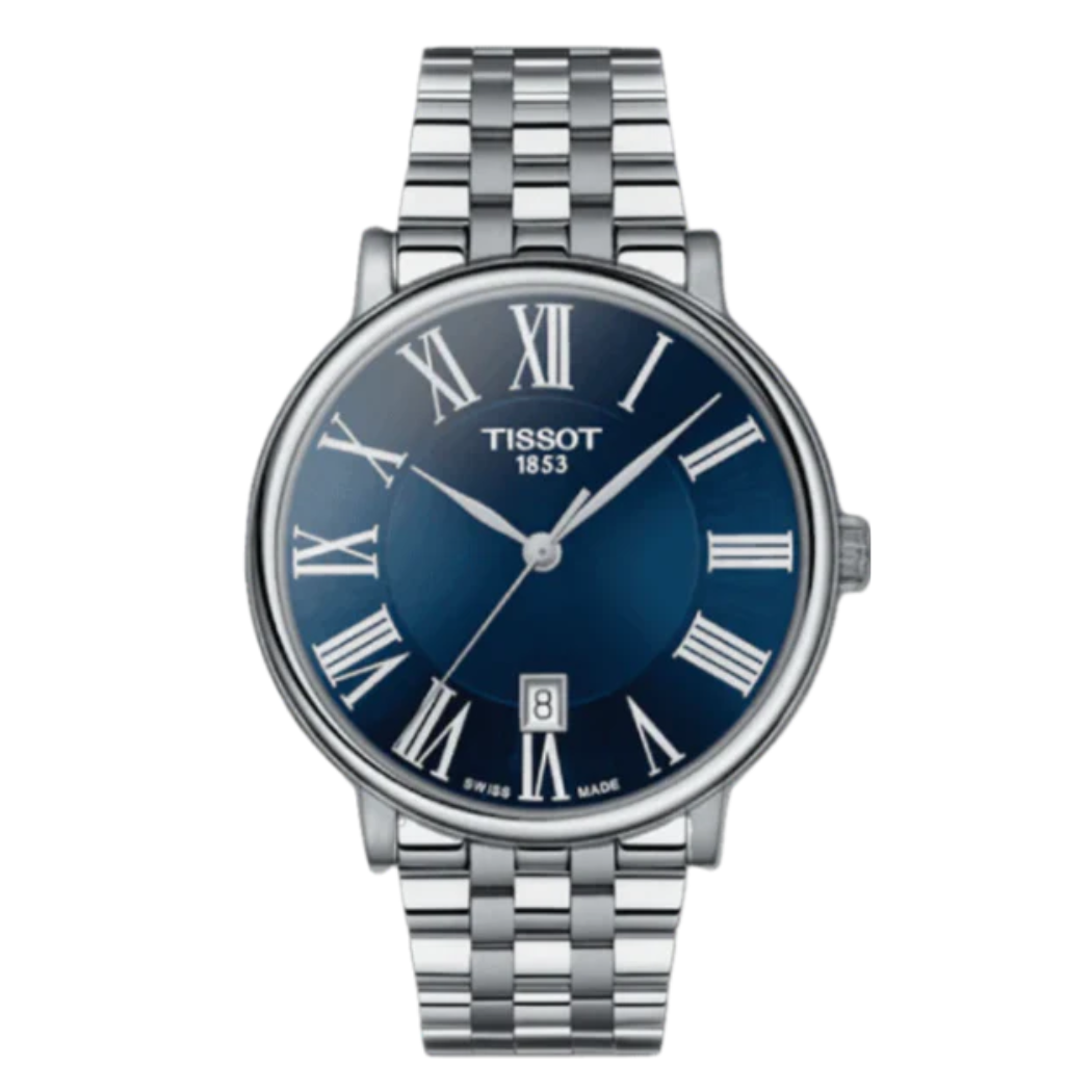 Tissot T-Classic Silver Stainless Steel Blue Dial Quartz Watch for Gents - T122.410.11.043.00