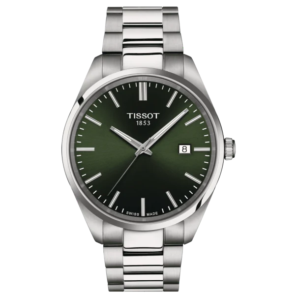 Tissot T-Classic Grey Stainless Steel Green Dial Quartz Watch for Gents - T150.410.11.091.00