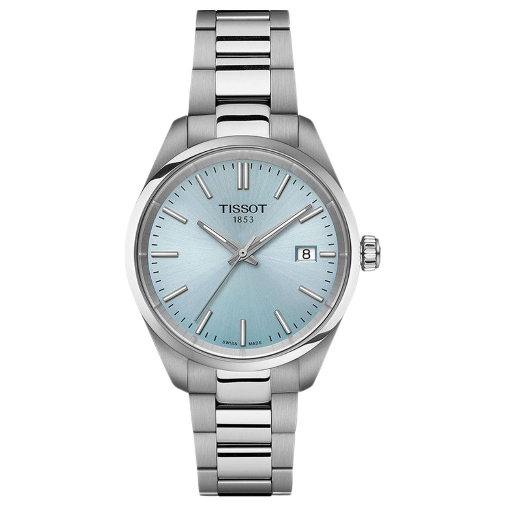 Tissot T-Classic Silver Stainless Steel Tiffiny Blue Dial Quartz Watch for Ladies - T150.210.11.351.00