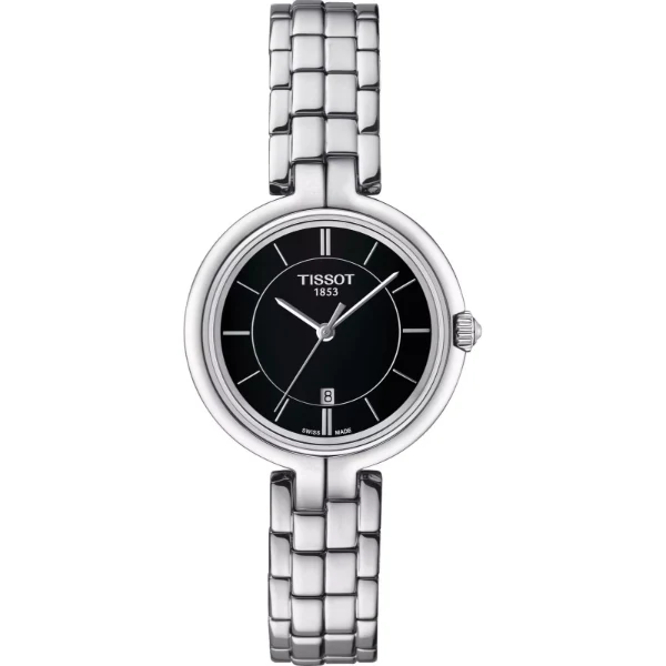 Tissot Flamingo Silver Stainless Steel Black Dial Quartz Watch for Ladies - T094.210.11.051.00