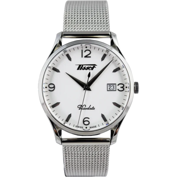 Tissot Heritage Visodate Silver Mesh Braselet White Dial Quartz Watch for Gents - T118.410.11.277.00