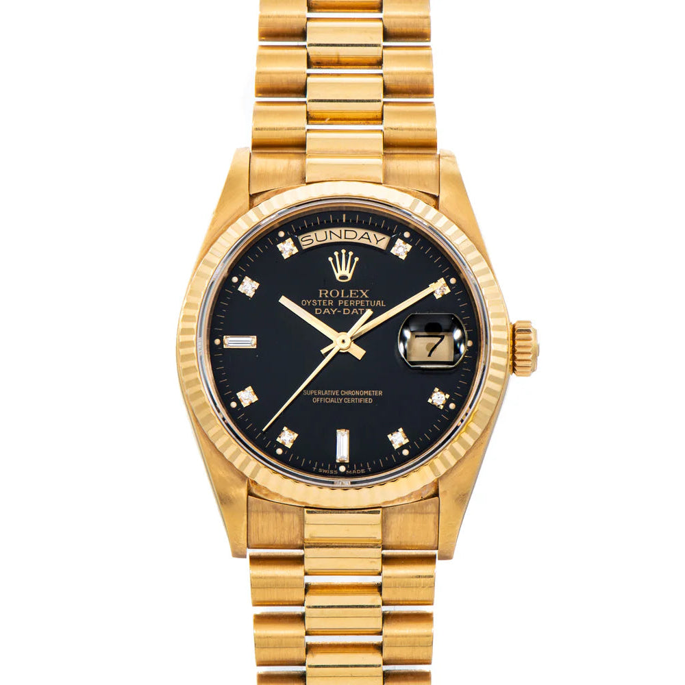 Rolex Yellow Gold Day-Date Ref. 18038 with Black Diamond Dial