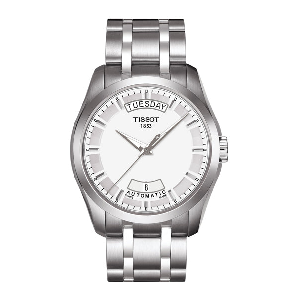 Tissot Couturier Silver Stainless Steel White Dial Automatic Watch for Men's - T-0354071103100