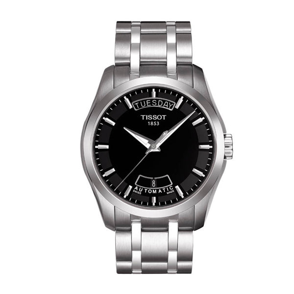 Tissot Couturier Silver Stainless Steel Black Dial Automatic Watch for Men's - T-0354071105100