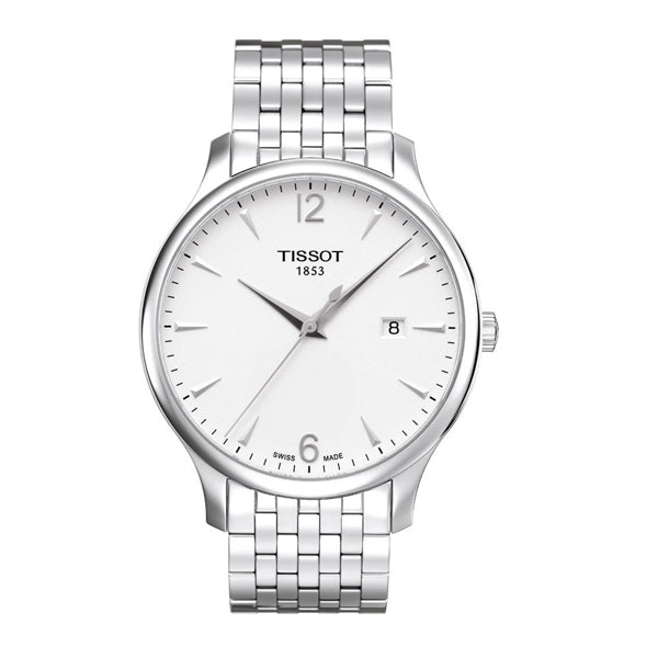 Tissot Tradition Silver Stainless Steel White Dial Quartz Watch for Men's - T-0636101103700