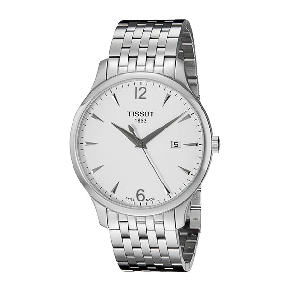 Tissot Tradition Silver Stainless Steel White Dial Quartz Watch for Men's - T-0636101103700