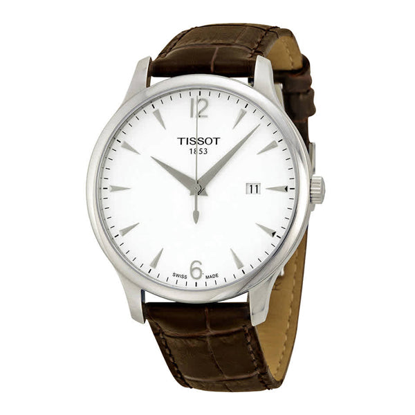 Tissot Tradition Brown Leather strap Silver Dial Quartz Watch for Men's - T-0636101603700