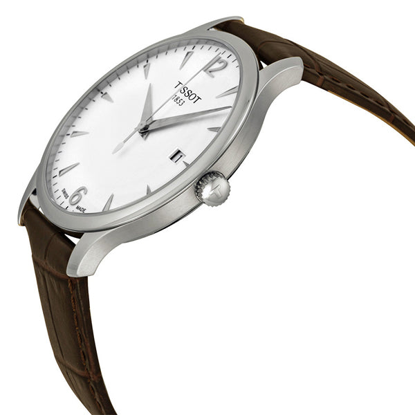 Tissot Tradition Brown Leather strap Silver Dial Quartz Watch for Men's - T-0636101603700