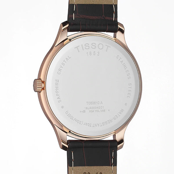 Tissot Tradition Brown Leather strap White Dial Quartz Watch for Men's - T-0636103603700