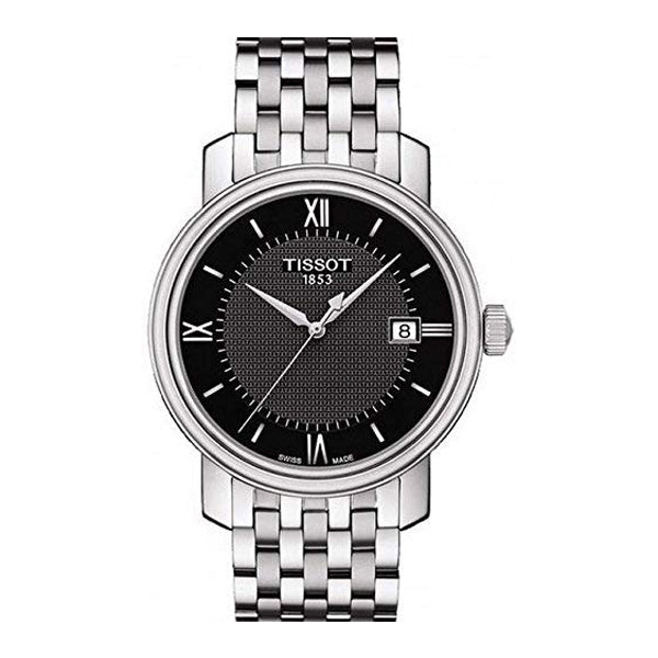 Tissot Bridgeport Silver Stainless Steel Black Dial Quartz Watch for Men's - T-0974101105800