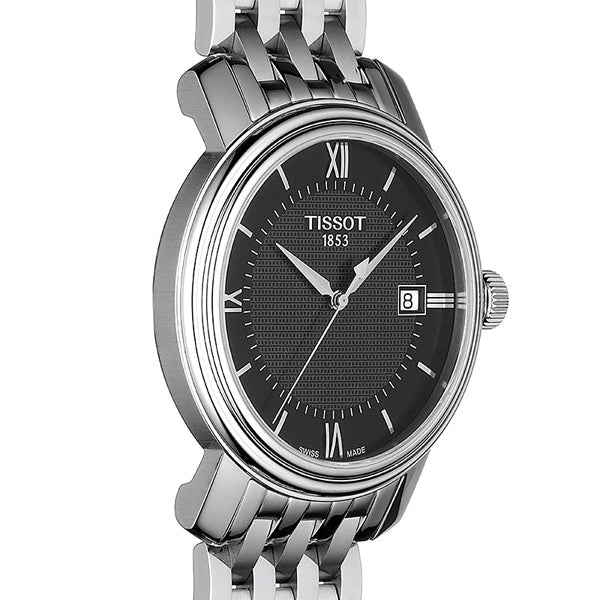 Tissot Bridgeport Silver Stainless Steel Black Dial Quartz Watch for Men's - T-0974101105800