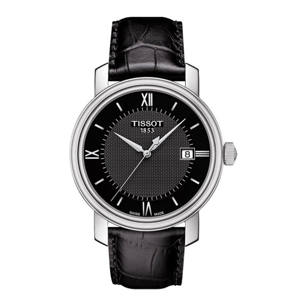 Tissot Bridgeport Black Leather strap Black Dial Quartz Watch for Men's - T-0974101605800