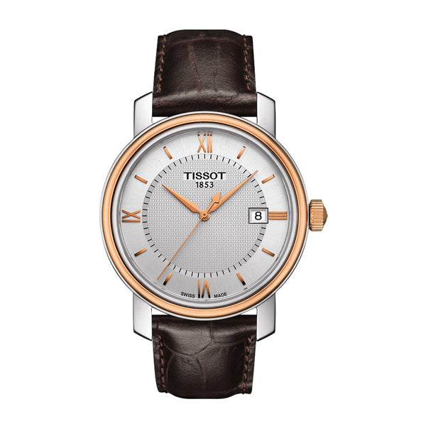 Tissot Bridgeport Brown Leather strap Silver Dial Quartz Watch for Men's - T-0974102603800