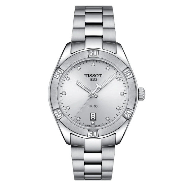 Tissot PR100 Silver Stainless Steel Silver Dial Quartz Watch for Ladies - T-1019101103600