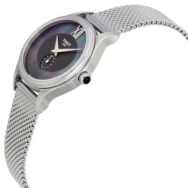 Tissot Bella Ora Silver Mesh Bracelet Black Dial Quartz Watch for Ladies - T-1033101112300
