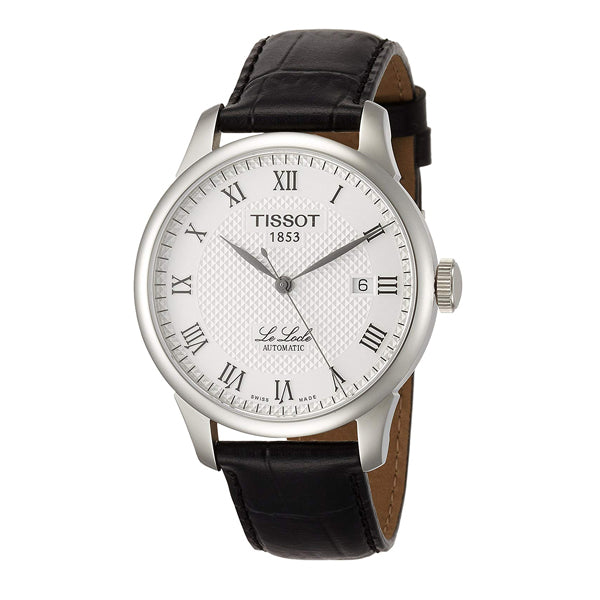 Tissot Le Locle Black Leather strap White Dial Automatic Watch for Men's - T-41142333