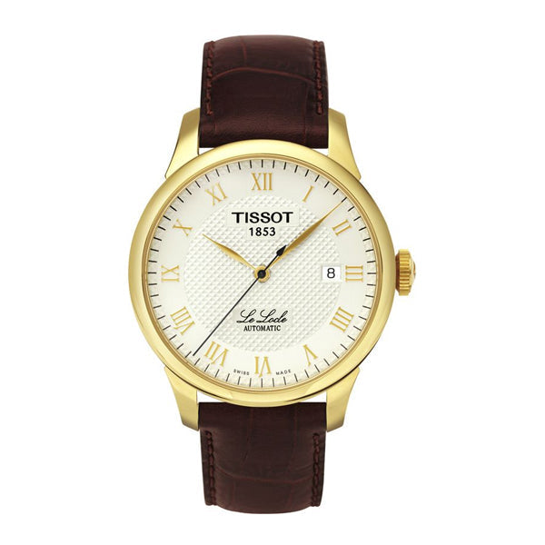Tissot Le Locle Brown Leather strap White Dial Automatic Watch for Men's - T-41541373