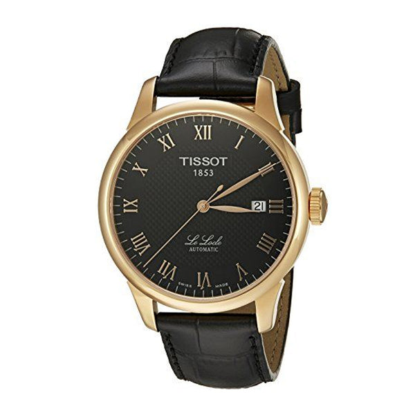 Tissot Le Locle Black Leather strap Black Dial Automatic Watch for Men's - T-41542353