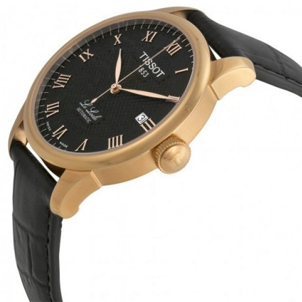 Tissot Le Locle Black Leather strap Black Dial Automatic Watch for Men's - T-41542353