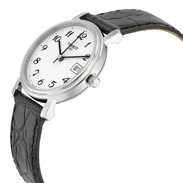 Tissot Desire Black Leather strap White Dial Quartz Watch for Ladies - T-52112112