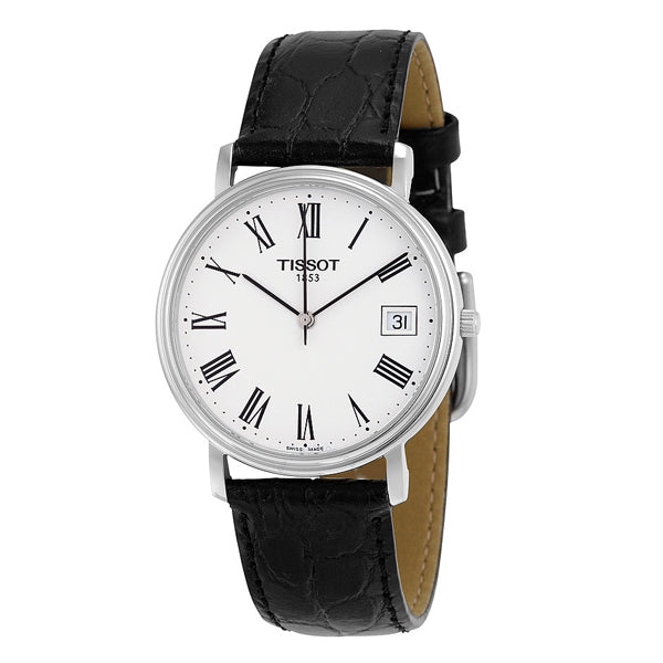 Tissot Desire Black Leather strap White Dial Quartz Watch for Men's - T-52142113