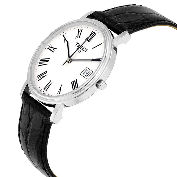 Tissot Desire Black Leather strap White Dial Quartz Watch for Men's - T-52142113