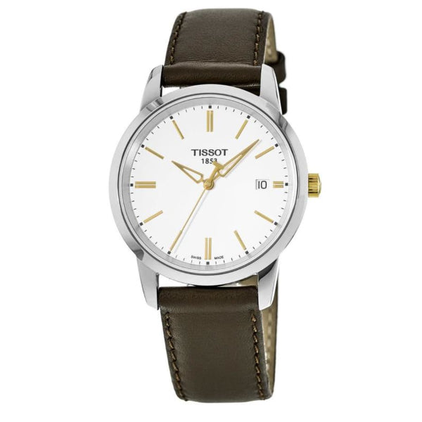 Tissot Classic Dream Brown Leather Strap White Dial Quartz Watch for Men's - T033.410.26.011.01