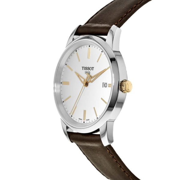 Tissot Classic Dream Brown Leather Strap White Dial Quartz Watch for Men's - T033.410.26.011.01