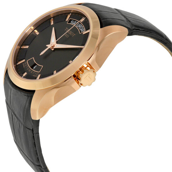 Tissot Couturier Black Leather strap Black Dial Automatic Watch for Men's - T-0354071605100