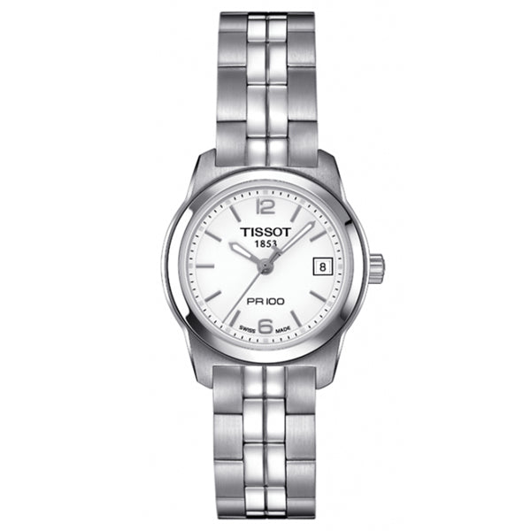 Tissot PR100 Silver Stainless Steel White Dial Quartz Watch for Ladies - T049.210.11.017.00